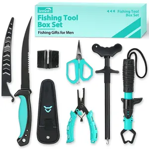 Jenseits Fishing Tool Kit with Rustproof Pliers, Knife, Fish Gripper, Hook Remover, Scissors & Sharpening Stone