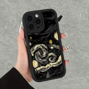 Van Gogh Art Pattern Case for iPhone 16 15 14 Pro Max 13 12 11 XR XS Plus Shockproof Drop Protection Rugged Durable Silicone Cover