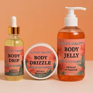 Petals of Passion 3 Piece Lavish Bundle Body Drizzle Body Jelly & Body Drizzle for Luxurious Skin Care Set Moisture