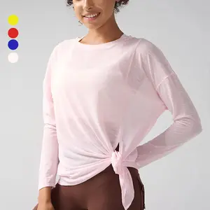 Gym Sports Tops Workout T-shirts Women Yoga Clothing Running Loose Slim Quick Dry Training Long Sleeve Blouse Fitness Tops👚