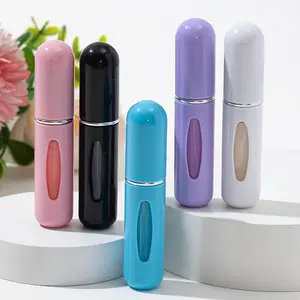 Five-Pack 5ML Perfume Bottles, Plastic Outer Shell, Multiple Colors Available, Travel Perfume Containers, Single Item Pack