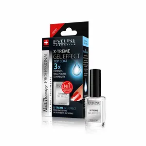 Eveline Cosmetics Nail Therapy X-treme Gel Effect Top Coat Nail Polish Hardener Mega Shine Long Lasting Smooth Uv Gel Top Coat