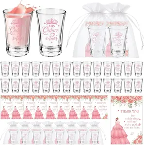 50 Sets Quinceanera Party Favors for Guests Quinceanera Clear  Shot Glasses Thank You Cards Organza Bags Mis Quince Anos Party Supplies Quinceanera Sweet 15 Birthday Party Favors