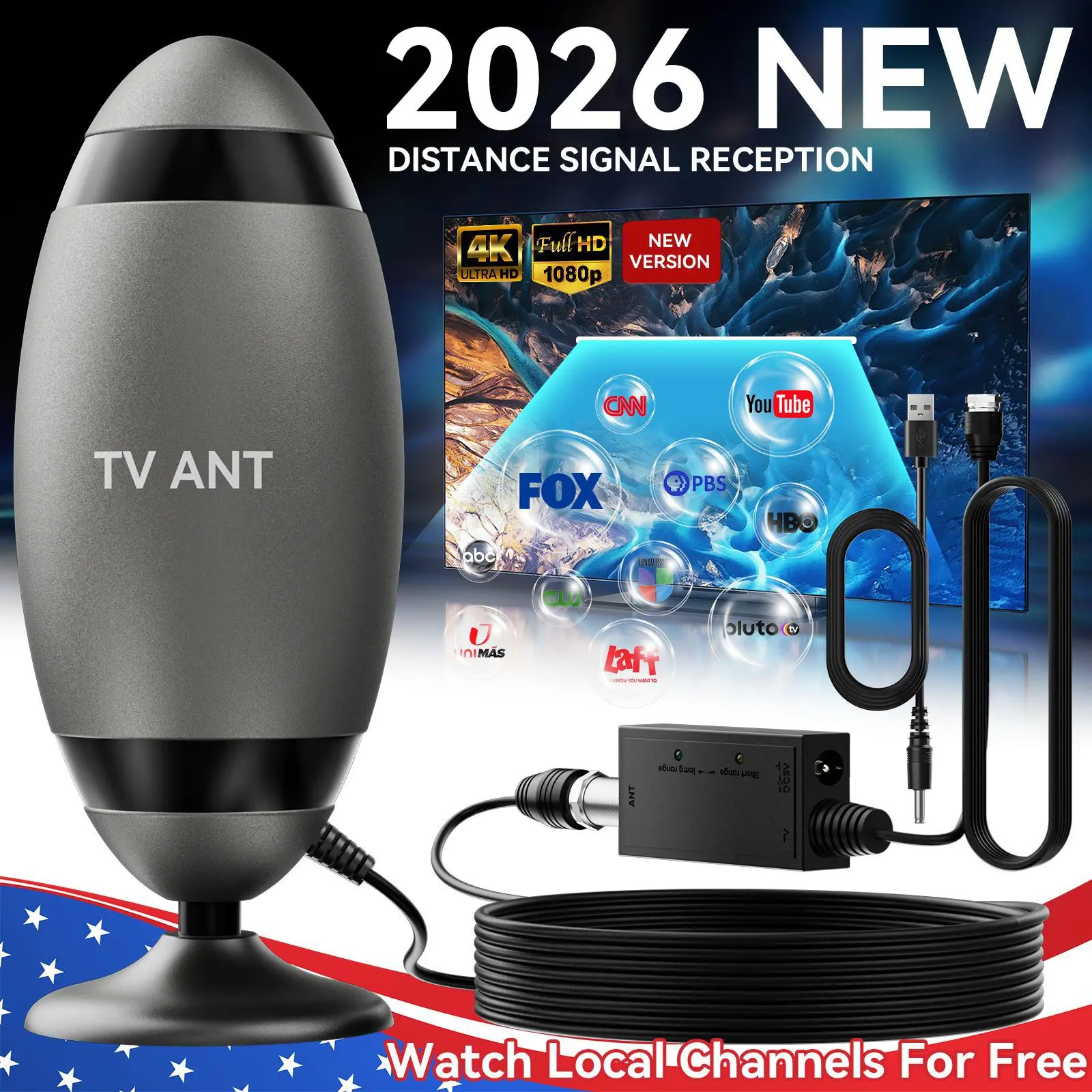 2026 New Antenna for Smart TV - Ultra - Strong Signal Reception, with HDMI Port for Hassle - free Connection, Enjoy Local Channels in Full HD, TikTokShopBlackFriday