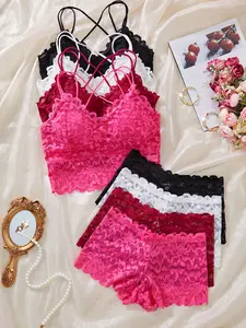 8-Piece Soft Lace Bralette Set, Sexy Backless Design, No Underwire, Full Coverage, Breathable Summer Fitted Womenswear Lingerie Underwear for Women & Girls