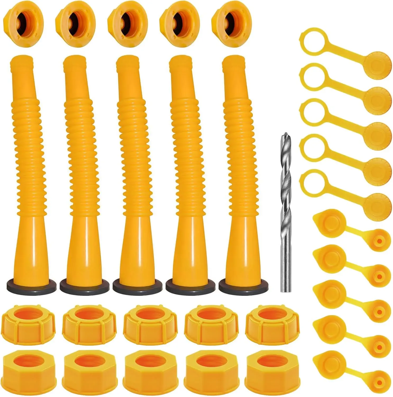 Gas Can Spout Replacement, Gas Can Nozzle, 5 Kit-White Flexible Pour Nozzle Suitable for Most 1/2/5/10 Gal Oil Cans, Fuel Can Spout Replacement