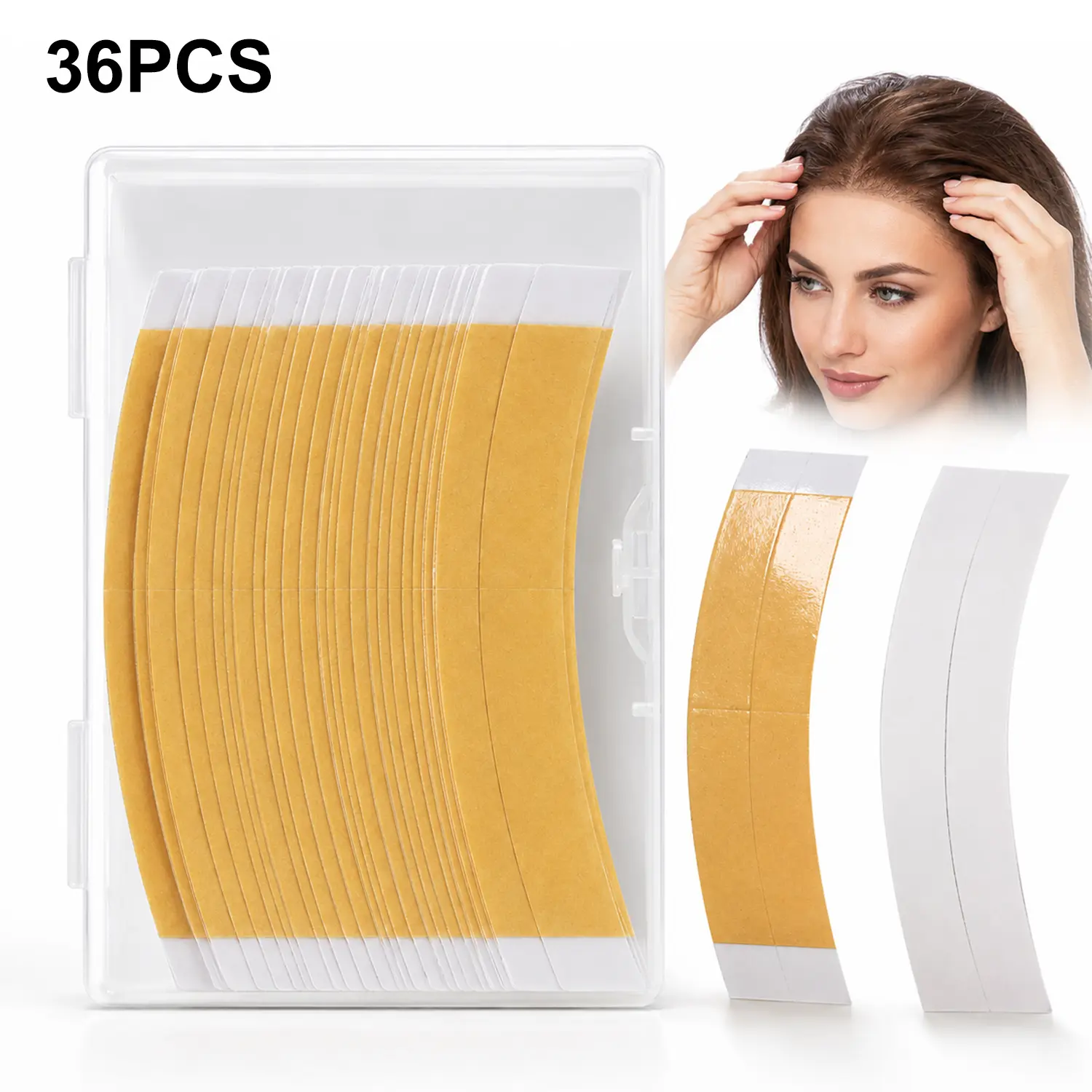 36 Pcs Brown Liner Cloth Tape Shape C Double Side Adhesive