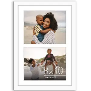 Americanflat Double Picture Frame Two 8x10 Shatter-Resistant Glass Sleek Design for Wall Display Signature Collection Photo Frame
