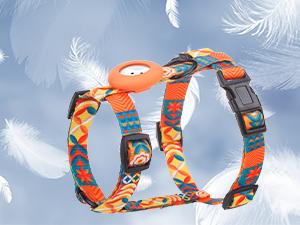 Cat Harness with Airtag Holder, Cat Harness and Leash Set Escape Proof for Walking Travel Outdoor, Soft Adjustable Kitten Harnesses for Small Medium Large Cats, Orange(Chest:."-")