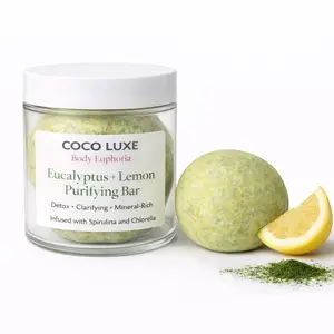 COCO LUXE Body Euphoria Eucalyptus Lemon Purifying Bar Detox Clarifying Mineral Rich Infused with Spirulina Chlorella Facial Cleansing Soap| Detox soap