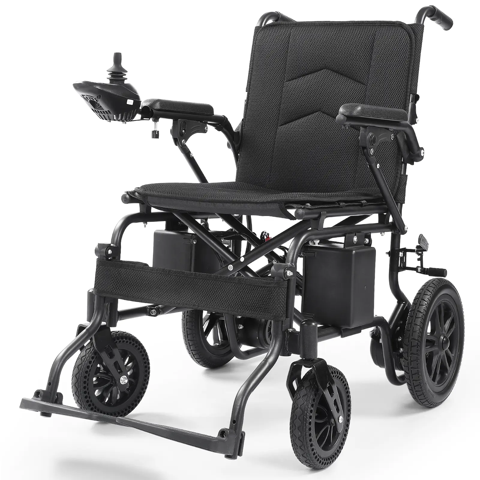 Adult Medical Electric Wheelchair Equipment, 500W Motor, Button Controls, 360-Degree Rotation, Foldable All-Terrain Design, Built-In Batteries (15+ Hr Life), 300 lbs Weight Capacity, Sturdy Portable Build for Safe Mobility