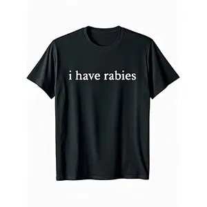 Menswear Round Neck Short-Sleeve Rabies-Print Casual T-Shirt - Comfortable Fit for Summer