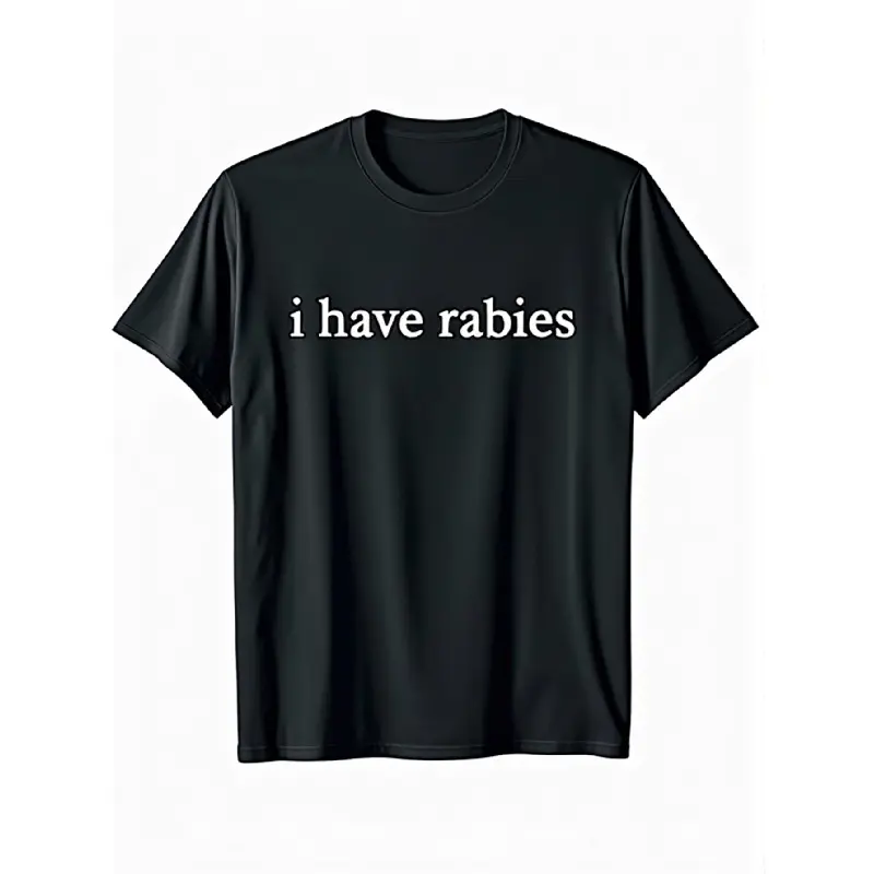 Menswear Round Neck Short-Sleeve Rabies-Print Casual T-Shirt - Comfortable Fit for Summer