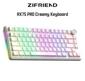 FURYCUBE x ZIFRIEND RX75 Pro Wireless Mechanical Creamy Keyboard - 75% Layout with Knob, Gasket Mount, Hot-Swappable, Tri-Mode, RGB Backlit, for Gaming, Office & Music on PC/Mac