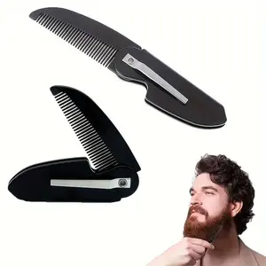 Folding Beard Comb, 1 Count Pocket Size Lightweight Beard Styling Comb, Professional Beard Styling Tool for Men, Beard Shaping Tools, Portable Travel Daily Hair Care Comb, Haircare