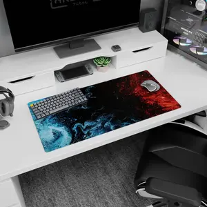 [SALE UP TO 30%]Liquid Abstract Desk Mat - Orange-Blue Wave, Mouse Pad for Anime Fan, Gaming Desk Accessories, Large Computer Pad, Desk Decor