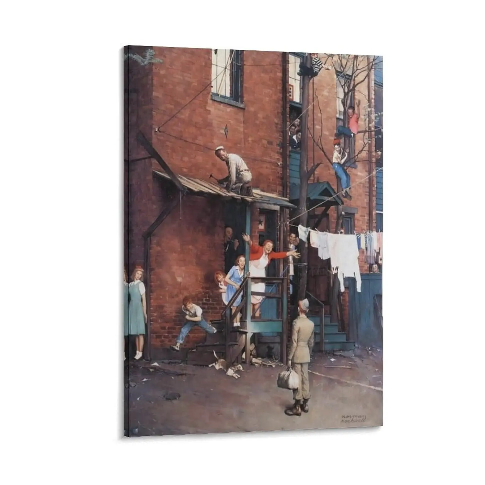 Homecoming G.I. by Norman Wall Art Canvas Poster Bedroom Decor Sports Landscape Office Room Decor Gift Frames Ornaments Artistic Decoration Frame-.