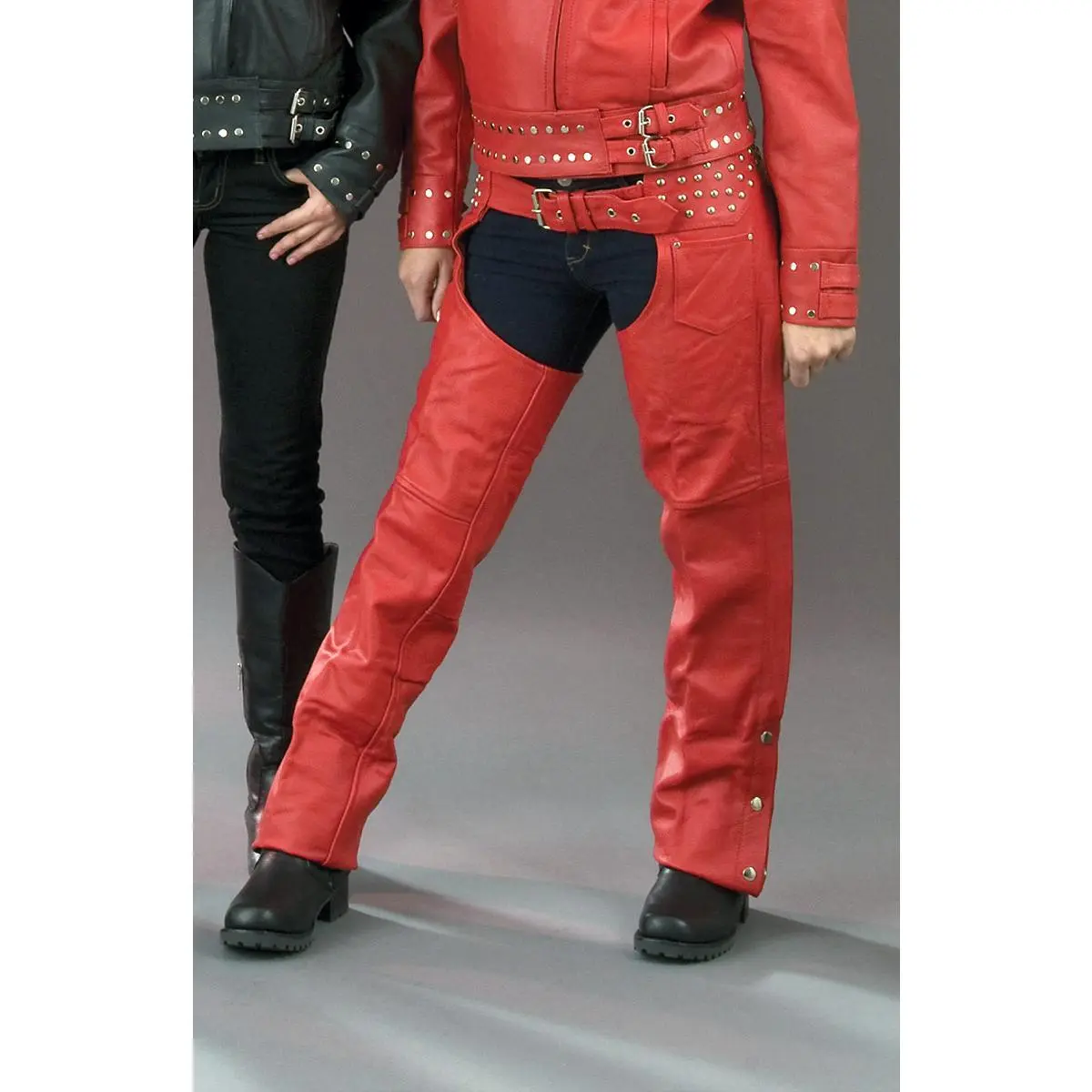 Milwaukee Leather SH1163 Women's 'Studded' Red Classic Leather Chaps