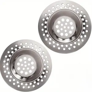 2pcs Stainless Steel Sink Strainer Plug, Sink Strainer Drain Protector, Hair Catcher for Bathtub Shower Room, Multifunction Drain Cover Filter for Home Bathroom, Home Essentials, Bathroom Tools, Bathroom Sink Stopper