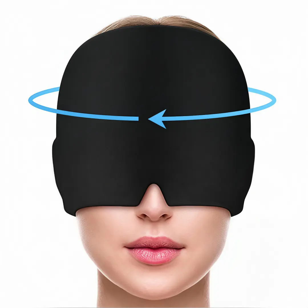LMMAKE Migraine Relief Cold Cap, Reusable Hot and Cold Gel Head Wrap for Headache & Tension, Heatable Freezer-Safe Sleep Mask, 1-Size for Men & Women