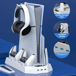 Compatible with PS5 Slim Stand Cooling Fan,PS 5 Controller Charging Station for Sony Playstation5