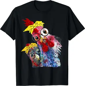 Two Chicken with bandana headband and glasses cute T-Shirt