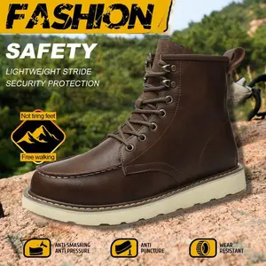 Construction Grade Men's Breathable Work Safety Boots Anti Slip Steel Toe All Seasons Closed Style Anti Crushing