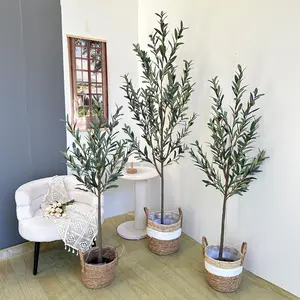 Artificial Olive Tree, Tall Fake Olive Tree with Large Faux Olive Branches and Fruits, Modern Living Room Home Office Indoor Outdoor Garden Decor, Plants, Artificial Trees Outdoor, House Plants Decor, Decorative Fake Tree