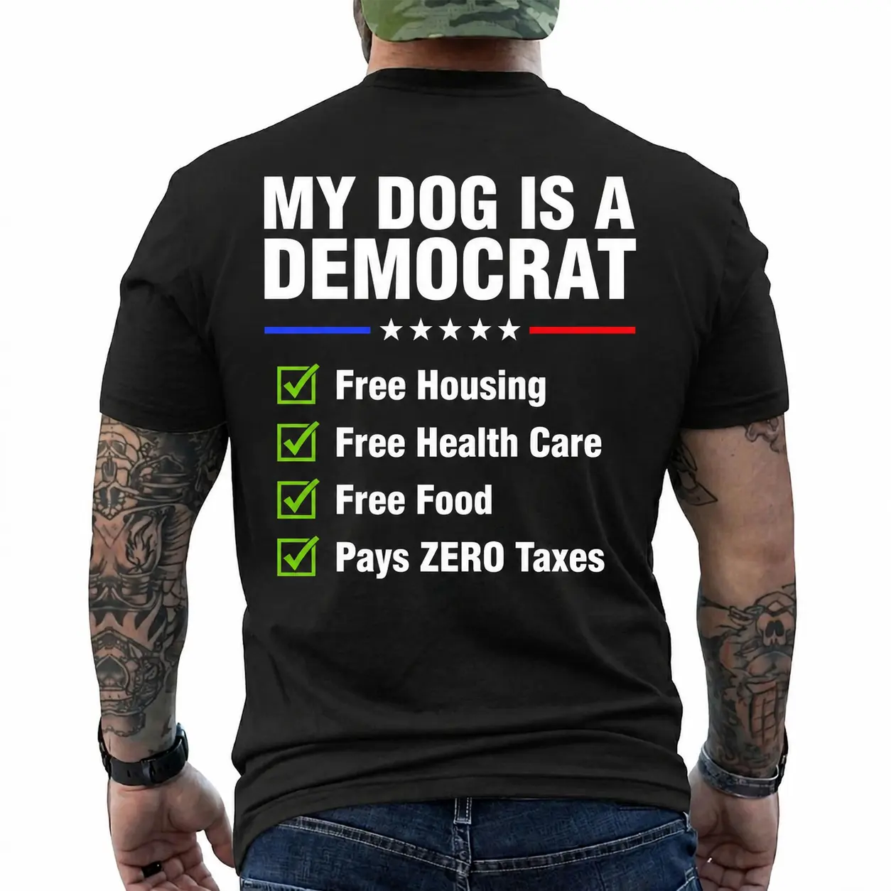My Dog Is A Smart Sarcastic Political Checklist |   Anti Woke Conservative Patriot Gift |   Oversized Heavyweight Streetwear Back Print