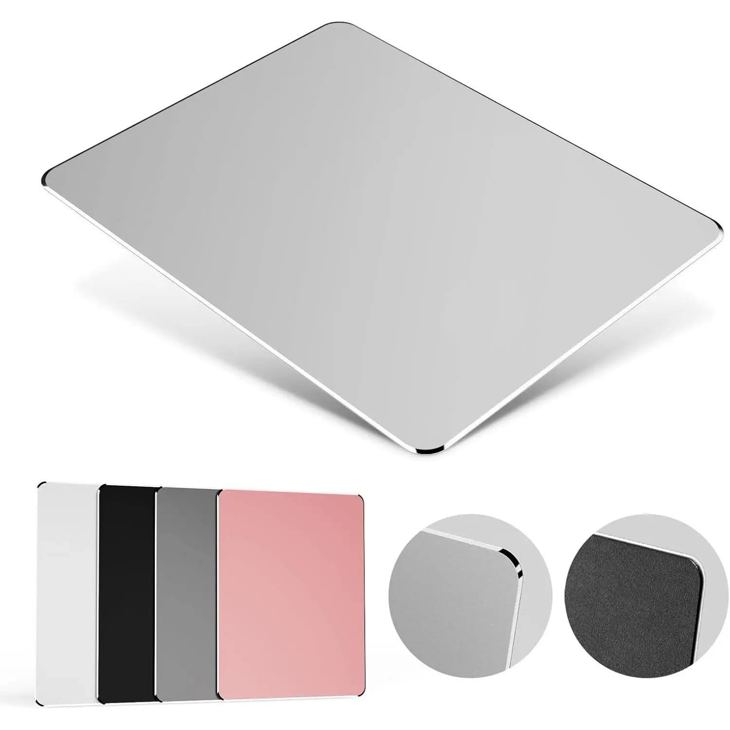 Hard Metal  Pad for Desk, Aesthetic Rigid  Pad for Magic  and MacBook Pro/Air with  Rubber Base, Aluminum Mousepad for Travel and Home Office ()