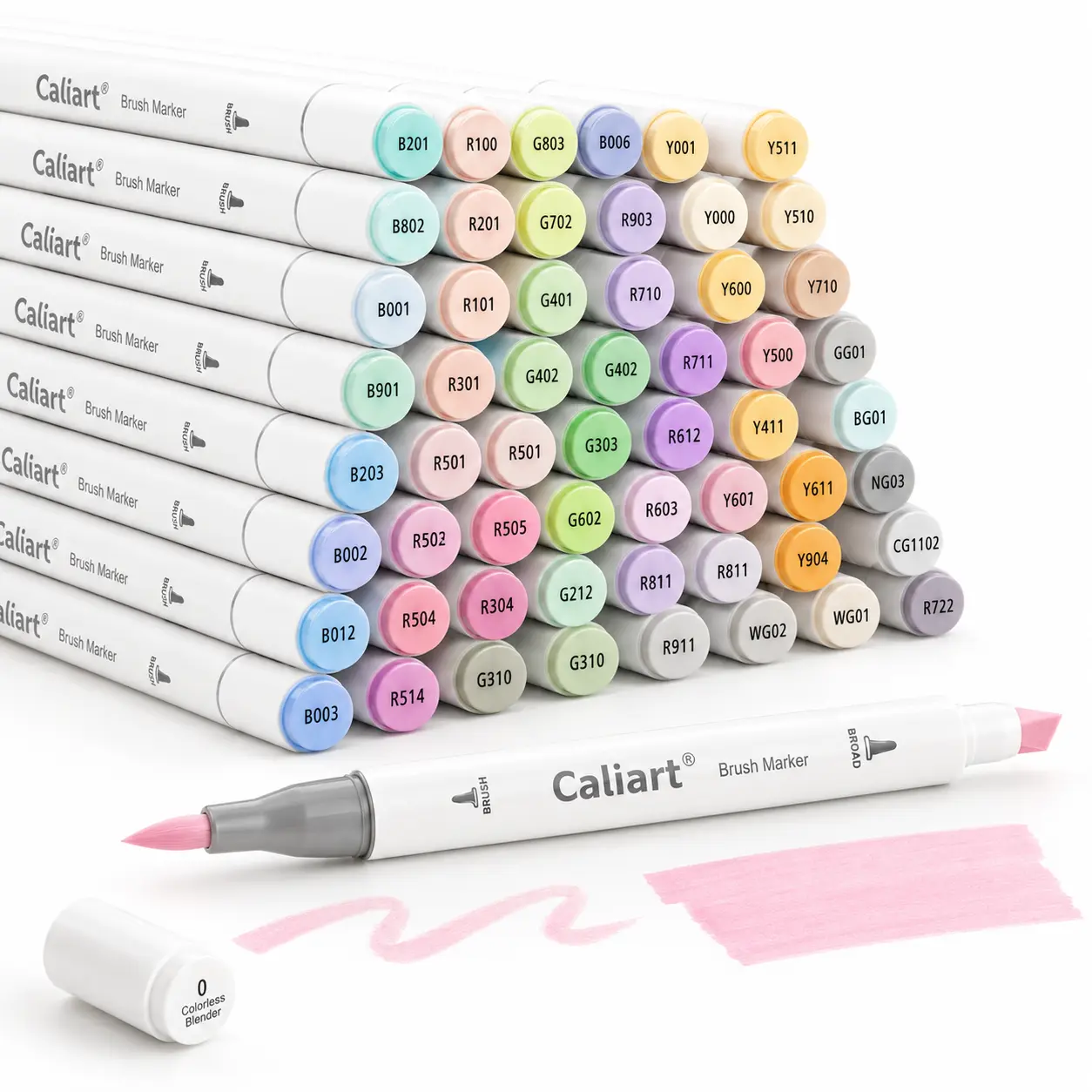 【Flash Sale】Caliart Official 61/100Colors Pastel Alcohol Based Art Markers, Brush Tip Dual Tip Permanent Marker Set for Adult Coloring Book, Drawing, Sketch, Illustration, Card Making, Art Supplies, DIY Crafts, Journaling Gift BFS