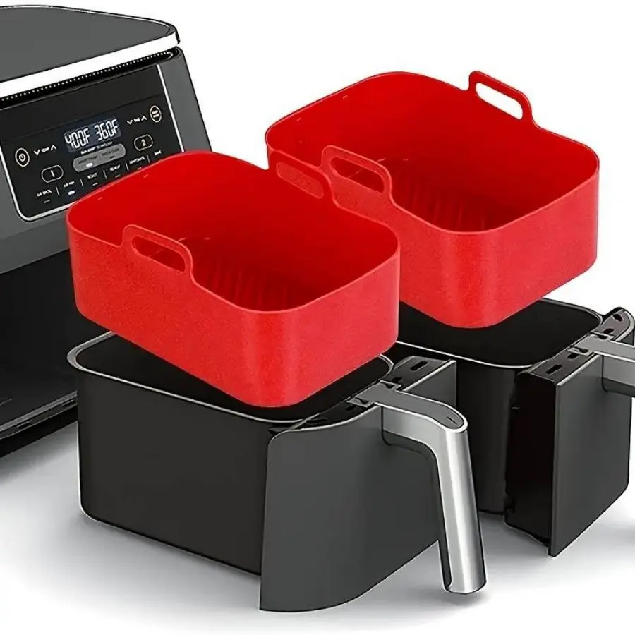Silicone Air Fryer Liner, Non-stick Air Fryer Baking Tray, Air Fryer Sheets, Reusable Air Fryer Liner for Ninja Foodi AF300UK/AF400UK, Tower Air Fryer Model, Air Fryer Accessories, Durable Home Kitchen