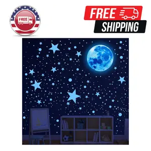 492Pcs Glow in The Dark Stars for Ceiling Glow in The Dark Moon and Space Wall Decals