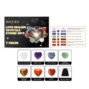 Hoexe HeartShaped Healing Crystal Chakra Set for Inner Peace with Tiger's Eye & Lapis Lazuli Stones for Meditation Therapy & Wellness Healthcare Therapy Healthy Fitness Solution Wellness Wellness Treatment Therapeutic