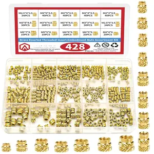 428 count Brass Threaded Inserts Kit - M2 M2.5 M3 M4 M5 for  Printing, Plastic & Metal - Heat-Set Knurled Nuts