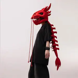 Realistic 3D Dragon Costume, Halloween Christmas New Year Cosplay, Dinosaur Skeleton Headpiece, Plush Toy Gift, Fun Cute Bone Doll Makeup, Costume Outfit
