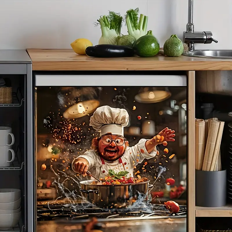 1PC kitchen oven Decorative wall sticker Self adhesive detachable PVC material Suitable for background wall decoration in living rooms, bedrooms, study rooms, etc Home Furnishing decoration. home life