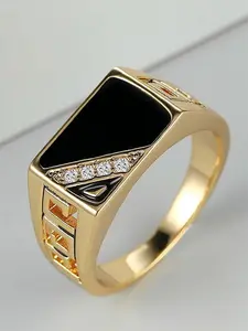 1 Pc Fashion Cubic Zirconia Men's Stainless Steel Ring Statement Rings For Men Party Accessories Jewelry Gift