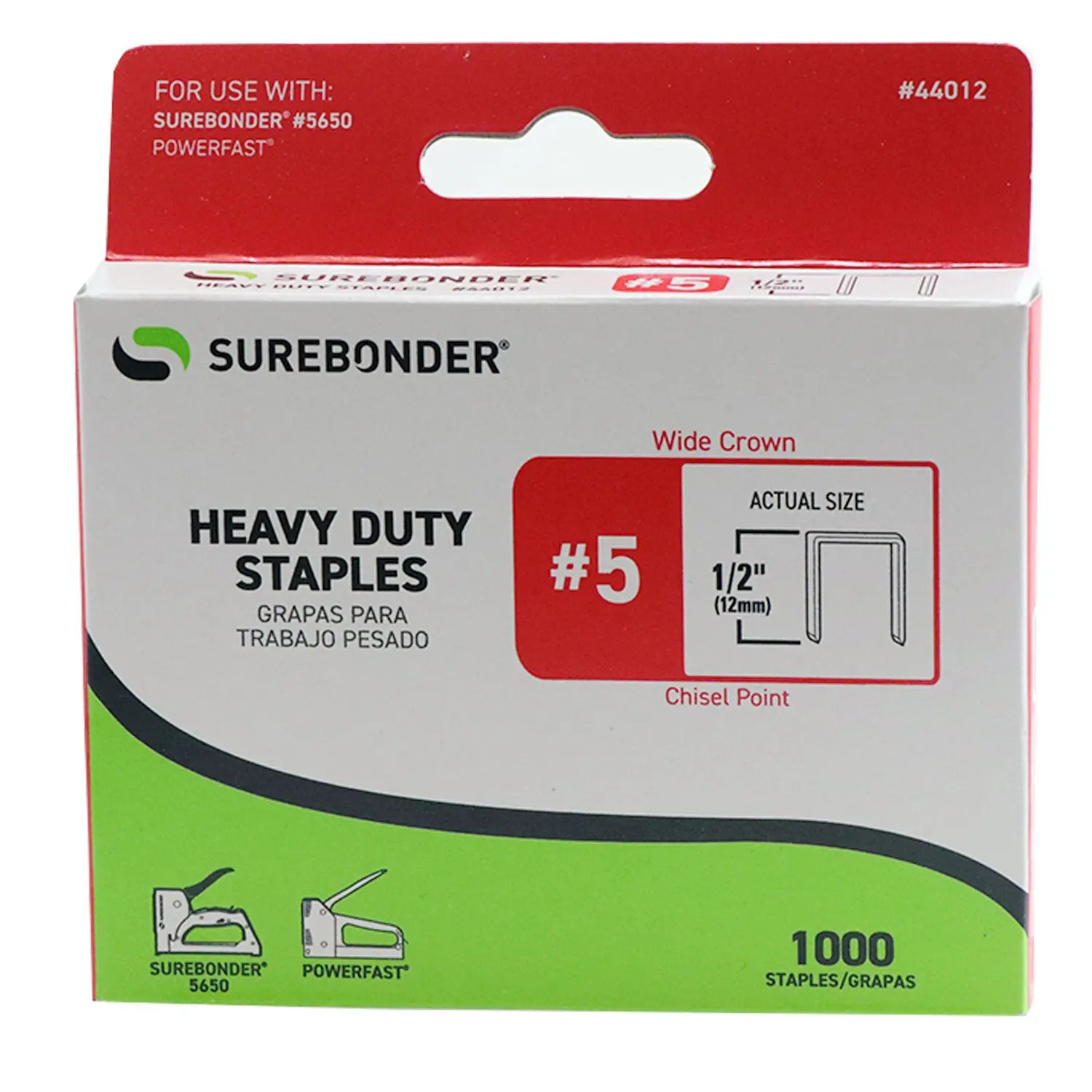 1/2" Heavy Duty Wide Crown Staples - 1000 Count | #5 Series