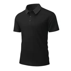 Men's Solid Color Turn-down Collar Polo Shirt Short Sleeve Business Casual Simple Slim Fit Breathable T-shirt Office Menswear Plain Shortsleeve