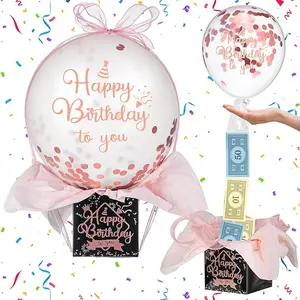 Pull Money Balloon Box for Cash Birthday Funny Pull Money Balloon Surprise Kit Money Pull out Gift Box Balloon Holder Birthday Surprise Gifts for Women Mother Girlfriend Wife (Sequin Style)