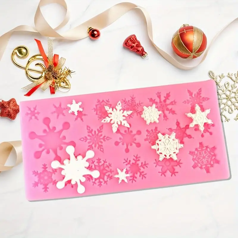 1pc Snowflake Silicone Mold, Christmas Fondant DIY Cake Decoration with Snow Flakes Chocolate Mold