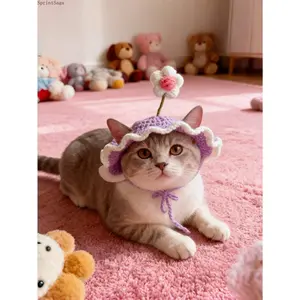 2/3PC Cute Frog Knitted Cat Hat - Adorable Handmade Knit Pet Headgear for Small Dogs & Kittens, Cozy Warm Winter Costume for Halloween Christmas Party, Funny Photo Shoot Props Pet Lover Gift Idea