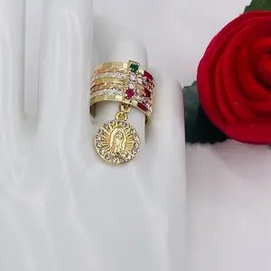 Virgin of Guadalupe weekly ring, 14k gold plated