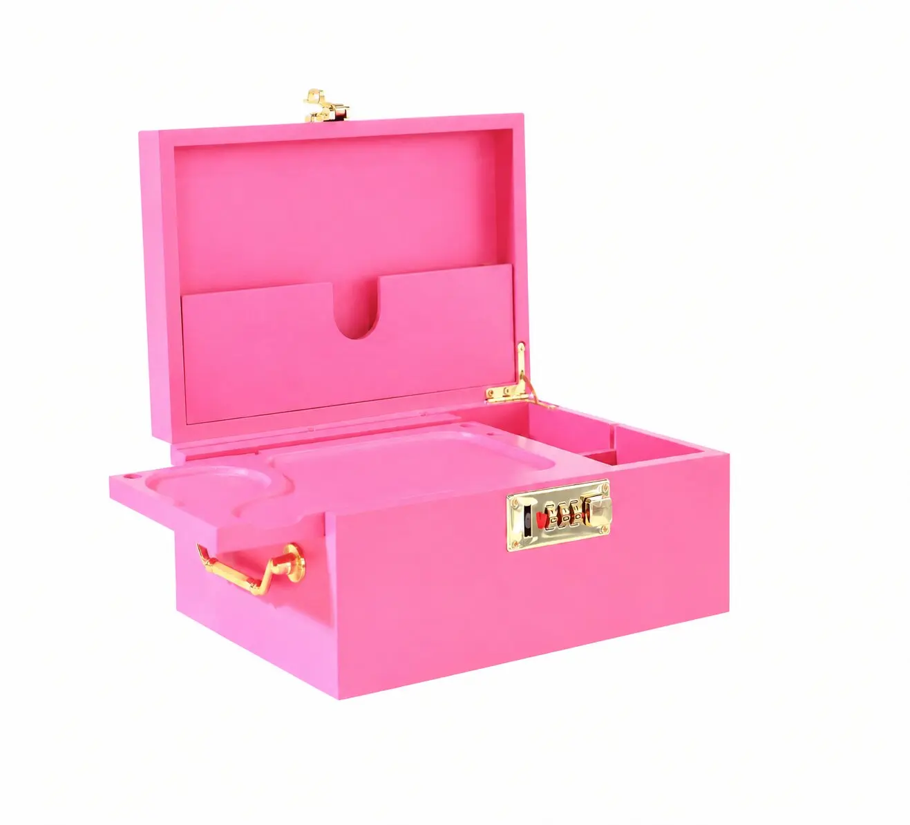SINKZAICO Lockable Bamboo Storage Container - Lockable Storage Box with Smooth Wooden Compartments, Carry Handle, Combination Lock (10in L x 6.7in W x 4.5in H), Movable Shelf, Home Organizer Decoration for Tea, Coffee Beans, Father's Day Gift