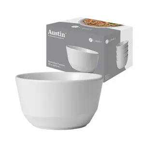 Libbey Austin 28-Oz Porcelain Soup Salad Bowl - Minimalistic Pasta Bowls Set of 4 with Speckled Finish - Stackable Porcelain Bowls for Sides, Desserts