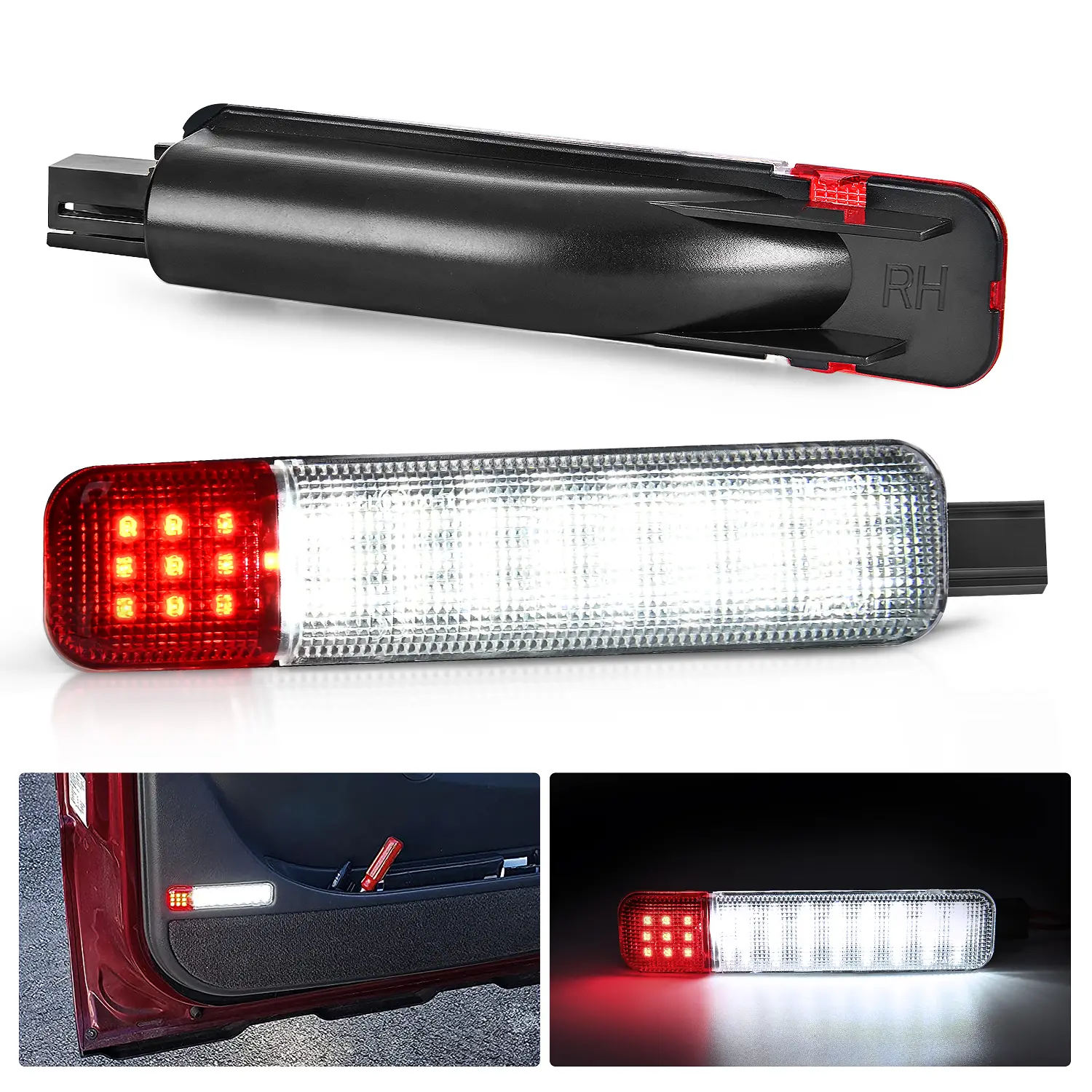Nilight 2PCS LED Interior Door Panel Courtesy Lights - White, Red LED Car Ambient Lights for Chevy GMC Silverado Sierra 1500 2500 3500 HD, Suburban, Cadillac Escalade, Hummer H2, Led Car Ambient Light Led Roof Twinkle Led Backlights