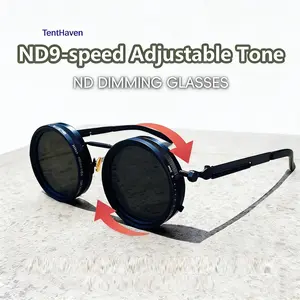 Polarized Round Sunglasses ND9 Adjustable Dimming Sun Glasses Men Women Retro Punk Men's Fishing Eyeglasses Outdoor Shades UV400