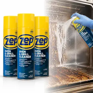 ZEP 19 oz. Heavy-Duty Oven and Grill Cleaner, foaming spray, degreaser, baked-on grease remover, no-scrub formula, vertical surface cling, industrial strength, oven interior, grill grates, rotisserie cleaner, drip pans, burner pans, porcelain, cookware