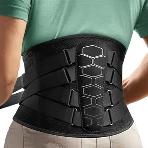 Back Waist Support with Lumbar Pad & Pulley System, Adjustable Lumbar Support Belt, Ergonomic Design and Soft Breathable 3D Knit Material Waist Belt for Men Women, Waist Trainer Belt